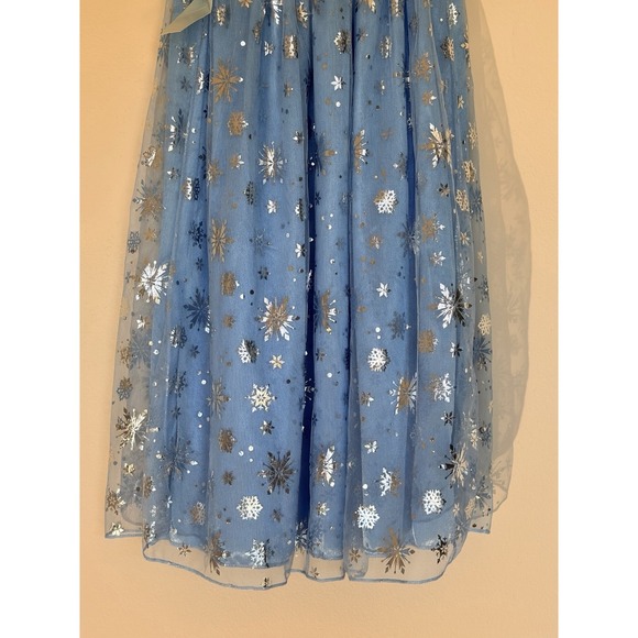 Disney Frozen Blue Mesh Metallic Snowflake Overlay Nightgown Youth Medium 8 NEW - Picture 9 of 13